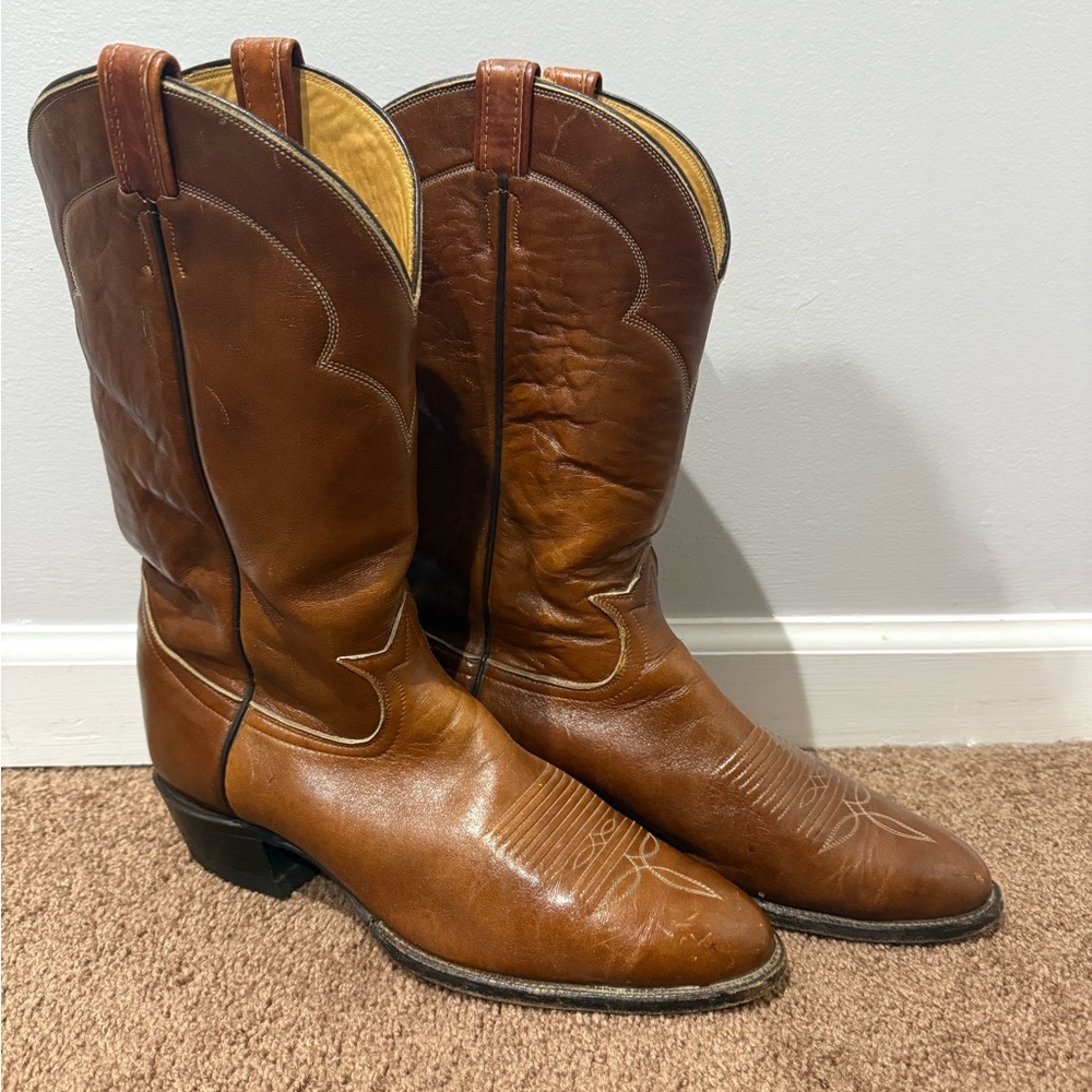TONY LAMA 5084‎ BROWN USA VINTAGE WESTERN COWBOY BOOTS SIZE 12 B
